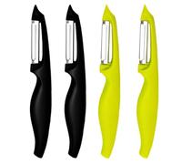 Lot de 4 éplucheurs de pommes de terre, légumes verts et noirs, outil de cuisine durable pour éplucher les fruits et légumes, facile à utiliser