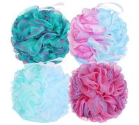 Lot de 4 éponges de bain en maille, 100 g/pièce, taille XXL, grande éponge de douche, exfoliante, gommage, chouchou