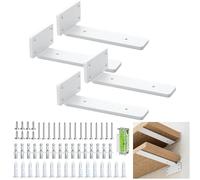 Lot de 4 équerre étagère flottants robustes de 5 mm d'épaisseur, supports métalliques pour étagères, supports d'étagère rustiques (15 cm, blanc)
