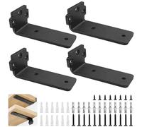 Lot de 4 equerre etagere murale 10 cm/12.5cm, noir en forme de L équerre étagère pour le montage mural, bibliothèques, étagères décoratives etc (noir,4 pouces)