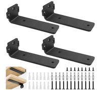 Lot de 4 equerre etagere murale 10 cm/12.5cm, noir en forme de L équerre étagère pour le montage mural, bibliothèques, étagères décoratives etc (noir,5 pouces)
