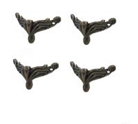 Lot de 4 équerres d'angle antiques en alliage de zinc pour pieds de meubles, bords de table, boîtes en bois, cadres photo et décoration d'intérieur de style rétro (B-311 vert)