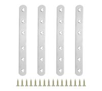 Lot de 4 équerres d'angle en acier inoxydable de 16,5 x 1,9 cm, équerres de support à angle droit en forme de L avec vis pour étagères, argent