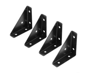 Lot de 4 équerres d'angle en fer lourd de 1 5 mm d'épaisseur, supports à angle droit pour meubles et renfort en bois, design triangulaire (noir)