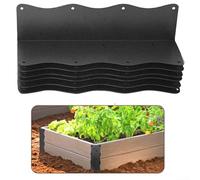 Lot de 4 équerres d'angle en métal en forme de L pour parterres de jardin surélevés avec bordure ondulée et trous à double rangée pour une fixation sûre