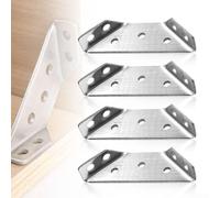 Lot de 4 équerres d'angle renforcées en acier inoxydable pour meubles - Connecteurs à angle droit pour un assemblage sécurisé des tables et étagères