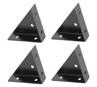 Lot de 4 équerres d'angle robustes en fer à angle droit avec renfort triangulaire de 1,5 mm d'épaisseur pour meubles et connexion en bois, noir/blanc pour un support solide et des applications de
