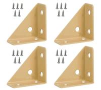 Lot de 4 équerres d'angle triangulaires en métal avec vis pour armoire, bureau, lit, kaki - 66 x 66 mm