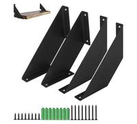 Lot de 4 Équerres Murales en Acier Noir - Supports d’Étagère Robustes 15 cm pour Étagères Murales, Cuisine, Salon ou Garage - Vis & Chevilles Incluses