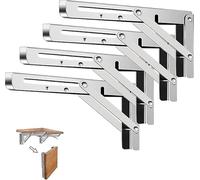 Lot de 4 équerres pliantes en acier inoxydable - 150 mm - Charge maximale : 30 kg - Support de console pliable pour bricolage