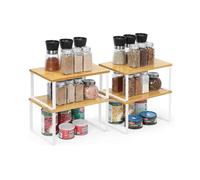 Lot de 4 étagères à épices en bambou empilables blanc Vendos85
