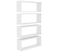 Lot de 4 étagères cubiques en bois - Étagères murales blanches - 60 x 15 x 23 cm - Solution de rangement moderne pour salon, chambre à coucher et bureau