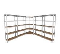 Lot de 4 Etagères de Rangement de 90cm & 1 Etagère d’Angle Galwix, Ensemble de Rayonnages de Garage Fini Acier Galvanisé
