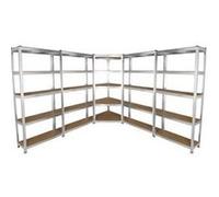 Lot de 4 Etagères de Rangement de 90cm & 1 Etagère d’Angle Galwix, Ensemble de Rayonnages de Garage Fini Acier Galvanisé