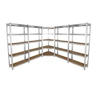 Lot de 4 Etagères de Rangement de 90cm & 1 Etagère d’Angle Galwix, Ensemble de Rayonnages de Garage Fini Acier Galvanisé