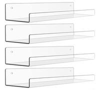 Lot de 4 étagères de rangement murales en acrylique pour un usage domestique, économie d'espace pour cuisine, salle de bain ou salon (transparent)