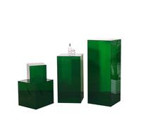 Lot de 4 Étagères en Acrylique, Vitrine en Acrylique Transparent, Montage Mural Étagère Rangement Cubique, Présentoir Acrylique Emboîtable avec Fond Vide(Green)