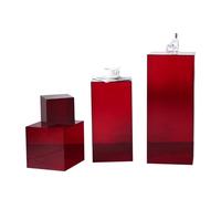 Lot de 4 Étagères en Acrylique, Vitrine en Acrylique Transparent, Montage Mural Étagère Rangement Cubique, Présentoir Acrylique Emboîtable avec Fond Vide(Red)