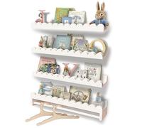 Lot de 4 étagères flottantes blanches pour chambre d'enfant, bibliothèque murale festonnée pour chambre de bébé, chambre d'enfant et décoration