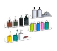 Lot de 4 étagères flottantes en acrylique transparent, 38,1 x 10,2 x 5,1 cm (l x P x H), chevalet de rangement mural transparent pour décoration d'intérieur, organisation peu encombrante et élégante