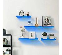 Lot de 4 étagères flottantes murales invisibles en acrylique bleu pour salle de bain, cuisine, rangement moderne, décoration de salon, facile à installer, économise de l'espace