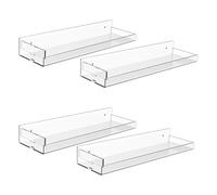 Lot de 4 étagères flottantes murales transparentes avec parties latérales amovibles | Rangement invisible avec panneaux latéraux amovibles de 38 cm pour livres, salon, cuisine, chambre à coucher et