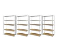 Lot de 4 étagères métal XXL grand modèle - Hauteur 2M20 Largeur 1m20 - charges très lourdes - 5 plateaux - 1325 Kg