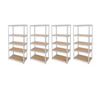 Lot de 4 étagères modulables charges lourdes en métal 5 plateaux - 875 Kg