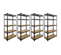 Lot de 4 étagères modulables charges lourdes noire - métal - 5 plateaux - 875 Kg - 180 x 90 x 40cm - rangement garage atelier