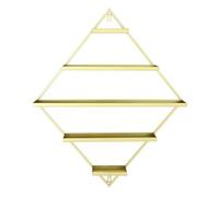 Lot de 4 étagères murales dorées en métal à 5 niveaux - Design losange - Étagère murale dorée pour rangement de vernis à ongles, cosmétiques et parfums - Ensemble d'affichage triangulaire en fer (doré