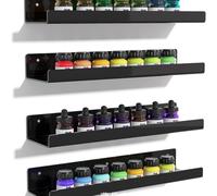 Lot de 4 étagères murales flottantes, 38,1 x 10,2 x 5,1 cm, blanc, bords arrondis, noir
