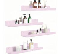 Lot de 4 étagères murales flottantes, 38,1 x 10,2 x 5,1 cm, blanc, bords arrondis, rose