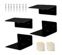 Lot de 4 étagères murales transparentes décoratives multifonctionnelles, 10 cm, polyvalentes et stables, pour album, chambre à coucher, salle de bain, bibliothèque, salon, cuisine, lieu de travail