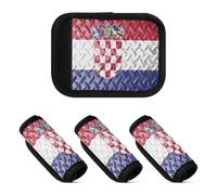 Lot de 4 étiquettes confortables pour poignée de bagage - Drapeau de la Croatie - Pour identification de bagages de voyage