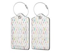 Lot de 4 étiquettes de bagage en cuir avec rabat d'intimité, flèches colorées de style bohème, porte-badge étanche avec boucle pour identification des bagages