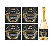 Lot de 4 étiquettes de bouteille de vin pour cadeau de retraite - Cadeau de retraite - Pour femme et homme - Autocollants pour bouteille de vin - Enfin à la retraite - Étiquettes de vin - Emballage