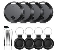 Lot de 4 étiquettes de suivi Bluetooth, compatibles avec l'application Apple Find My (iOS uniquement), batterie remplaçable, étanche IP67, convient pour bagages, sacs, portefeuilles, sacs à dos