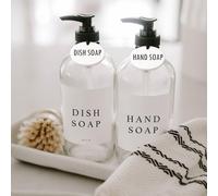 Lot de 4 étiquettes imperméables pour Distributeur de Savon à Main en céramique pour Salle de Bain, Cuisine, Centre Commercial, décoration de Salle de Bain