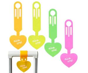 Lot de 4 étiquettes lumineuses en forme de cœur pour une identification facile - Pour les voyages d'affaires, les études à l'étranger, les voyages, le sac à dos, le sac à main et l'avion