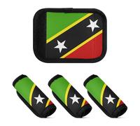 Lot de 4 étiquettes multi-usages pour poignée de bagage avec drapeau national de Saint-Kitts-et-Nevis