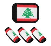 Lot de 4 étiquettes multi-usages pour poignée de bagage avec drapeau national du Liban