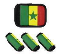 Lot de 4 étiquettes multi-usages pour poignée de bagage avec drapeau national du Sénégal