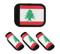 Lot de 4 étiquettes pour poignée de bagage Drapeau du Liban confortables pour valise de voyage