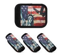 Lot de 4 étiquettes pour poignée de bagage Lady Liberty Presidents Day Art douces et robustes pour identification de bagages de voyage