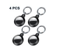Lot de 4 étuis Airtags avec porte-clés anti-perte, étuis Airtag noirs