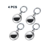 Lot de 4 étuis Airtags avec porte-clés anti-perte, étuis porte-clés Airtag argentés