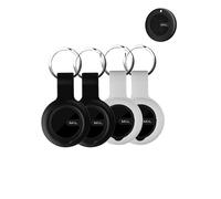 Lot de 4 étuis de protection en silicone pour MiLi Air Tracker Tag - Coque durable et élégante, étanche, anti-chute, pour localisateur de chiens et de chats, noir et blanc