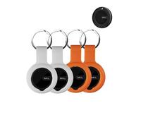 Lot de 4 étuis de protection en silicone pour MiLi Air Tracker Tag - Coque durable et élégante, étanche, anti-chute, pour localisateur de chiens et de chats, orange et blanc