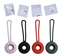 Lot de 4 étuis en Silicone pour AirTag - Mince et léger - Anti-Rayures - Compatible avec AirTags 2021 - Noir/Rouge/Rose/Vert foncé