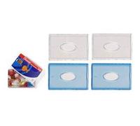 Lot de 4 Etuis Porte carte rigide Bleu et Transparent, Fabriqué en France idéal cartes bancaires CB, Transport, Navigo, Carte Vitale, Etudiant, Professionnelle MULTICOLORE G